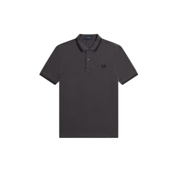 Fred Perry Slim Fit Twin Tipped Polo Gunmetal / Black / Black