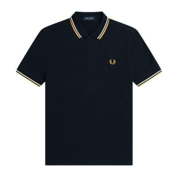 Fred Perry Slim Fit Twin Tipped Polo Navy / Ecru / Golden In Blue