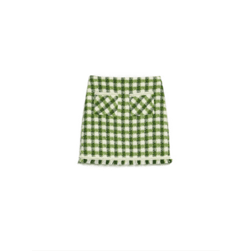 Sister Jane Nana Tweed Mini Skirt In Green