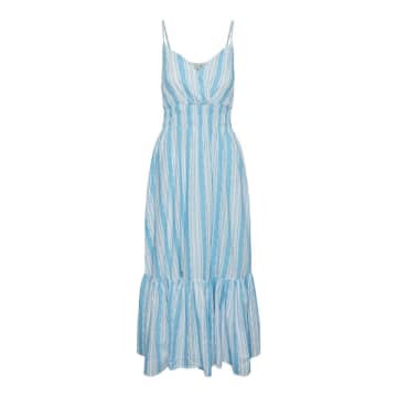 Y.a.s. Ankle Length Dress In Stripes And Floral Design In Blue