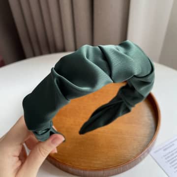 Lark London Silky Rouched Hairband Emerald
