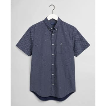 Gant Classic Blue Regular Fit Short Sleeves Micro Dot Shirt