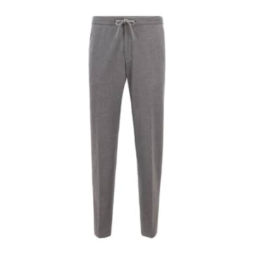 Hugo Boss Silver Grey Micro Patterned Slim Fit Trousers With Drawstring Waist In Metallic