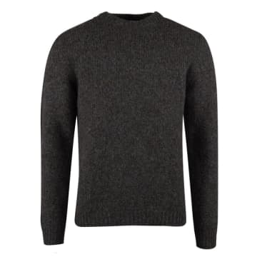 Stenströms Dark Brown Merino Wool Heavy Knit Blend Crew Neck Sweater