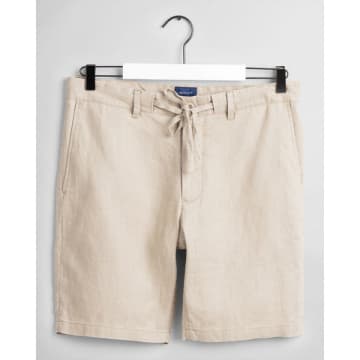 Gant Dry Sand Linen Relaxed Fit Drawstring Shorts In Neutrals