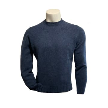 Filippo De Laurentiis Mottled Blue Wool And Cashmere Crew Neck Sweater