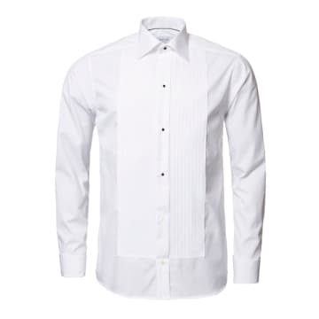 Eton White Plisse Black Tie Dress Shirt