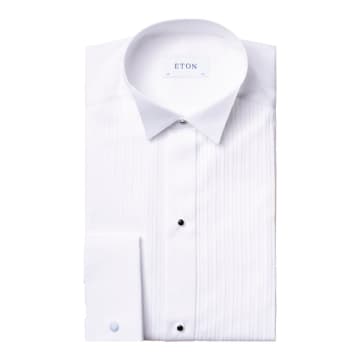 Eton White Plisse Wing Collar Dress Shirt