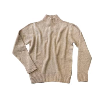 Circolo 1901 Dark Beige Boucle Fabric Wool Blend Turtle Neck Jumper In Neturals