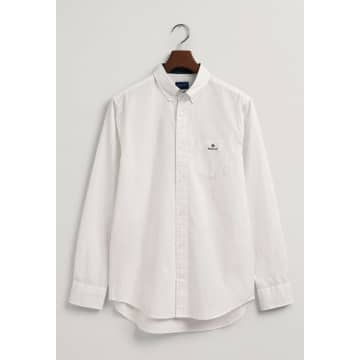 Gant Eggshell White Regular Fit Micro Printed Oxford Shirt