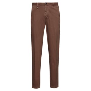Hugo Boss Open Brown Stretch Cotton Tapered Leg Chinos