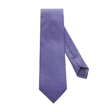 Eton Purple Geometric Printed Silk Tie