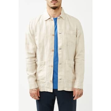Knowledge Cotton Apparel Light Feather Grey Linen Overshirt In Neturals