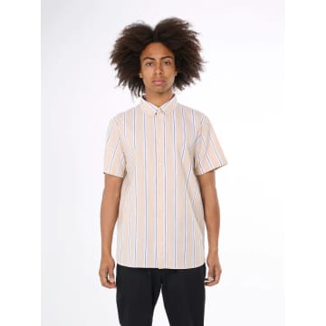 Knowledge Cotton Apparel 1090013 Relaxed Fit Striped Short Sleeved Cotton Shirt 8002 Stripe Safari