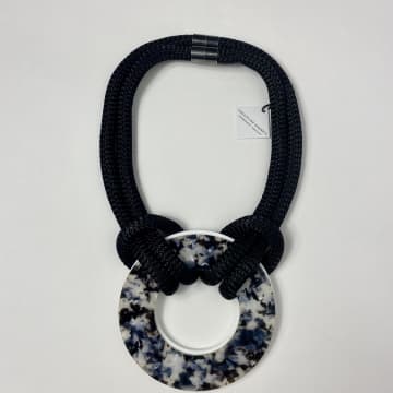 Necklaces Blue Black Christina Brampti Short Cord Necklace With Plexiglass