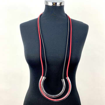 Necklaces Red And Black Elastic Cord Nacklacer With Plexiglass