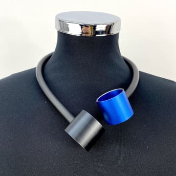 Christina Brampti Short Blue And Black Rubber And Aluminium Necklace