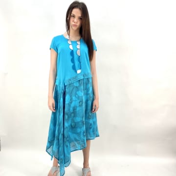 Grizas Turquoise Asymmetric Dress In Blue