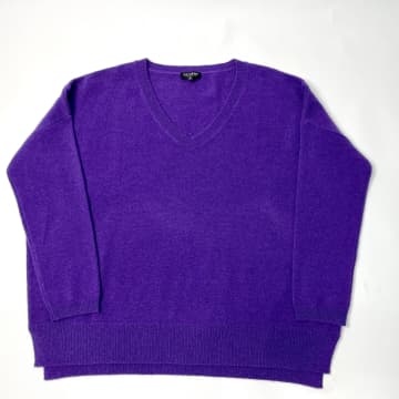 Estheme Cashmere Violette Oversize V Neck Cashmere Jumper In Purple
