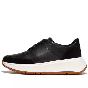 Fitflop Black Leather Suede Flatform Sneakers