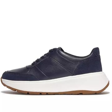 Fitflop Midnight Navy Mode Leather Suede Flatform Trainer In Blue