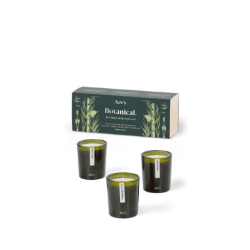 Aery Botanical Green Gift Set Of 3 Votive Candles