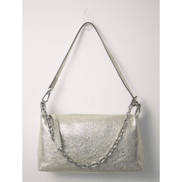 Abro Kira Metallic Shoulder Bag Whitegold