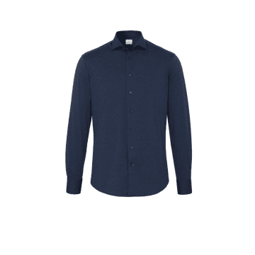 Shop Traiano Milano Navy French Collar Shirt In Blue