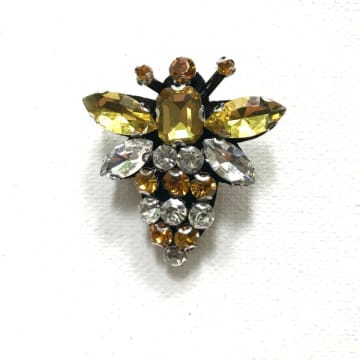 Sixton London Queen Bee Pin Brooch In Yellow