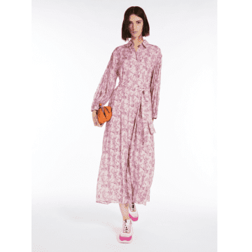 Weekend Max Mara Womens Peony Vela Floral-print Silk Midi Dress In Pink