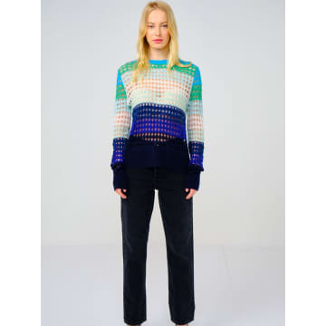 Brodie Turquoise Pointelle Jumper In Blue
