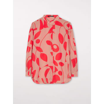 Luisa Cerano Nude And Red Two Tone Printed Blouse