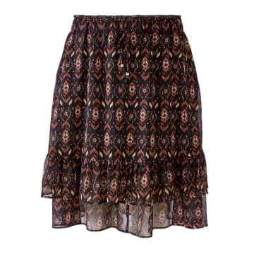 Ouí Black And Brown Patterned Skirt