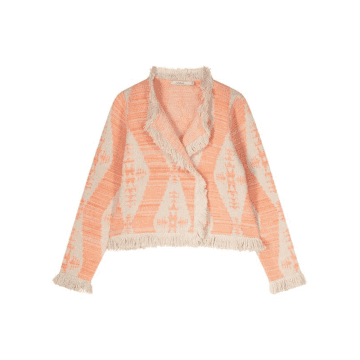 Summum Papaya Knitted Ikat Jacquard Jacket