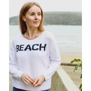 The Aloft Shop Beach Knitted Crew In White