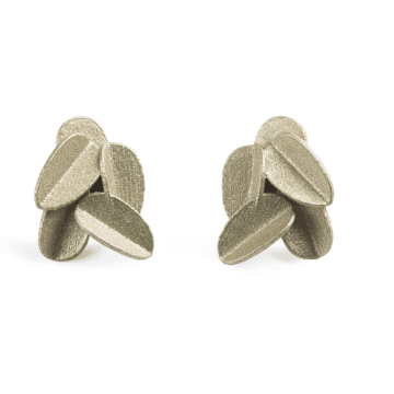 Maison 203 White Gold 3d Printing Leaves Earrings