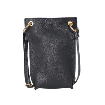 Attic Womenswear Italian Leather Crossbody Phone Pouch In Black