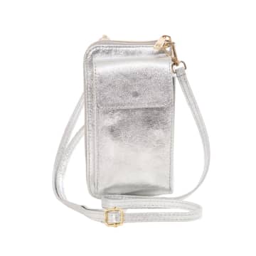 Attic Womenswear Leather Mobile Phone Wallet / Combo Bag In Metallic
