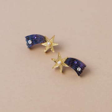Wolf & Moon Shooting Star Stud Earrings