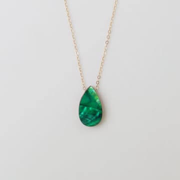 Wolf & Moon Emerald Raindrop Necklace