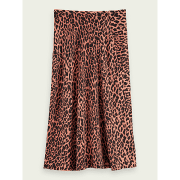 Scotch & Soda Drapey Leopard Printed Midi Skirt In Animal Print