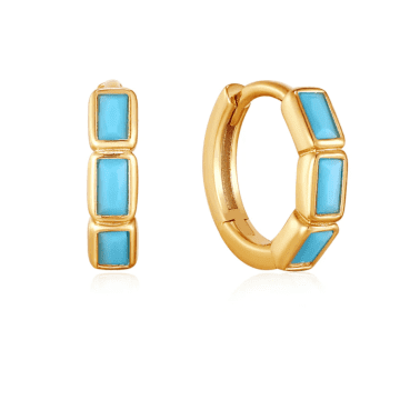 Ania Haie Turquoise Huggie Hoop Earrings In Gold