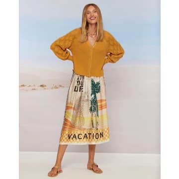 Me 369 Elizabeth Vacation Printed Midi Skirt