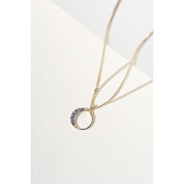 Zoe And Morgan New Moon Blue Sapphire Gold Necklace In Yellow