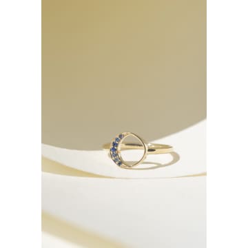 Zoe And Morgan New Moon Blue Sapphire Gold Ring In Yellow