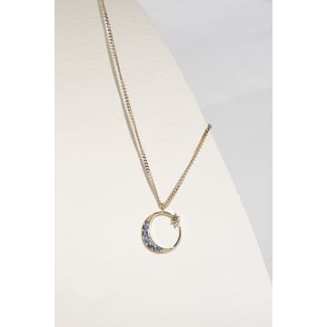 Zoe And Morgan Celestia Blue Sapphire Gold Necklace In Yellow