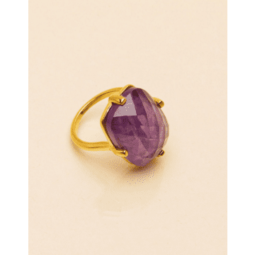 Amelie Une A Une Rectangle Stone Ring Amethyst