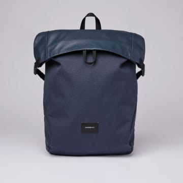 Sandqvist Navy Alfred Backpack With Black Webbing In Blue