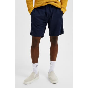 Selected Homme Dark Sapphire Brody Linen Shorts In Blue