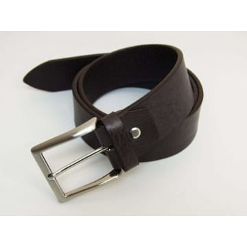 40 Colori Dark Brown Solid Distressed Leather Belt